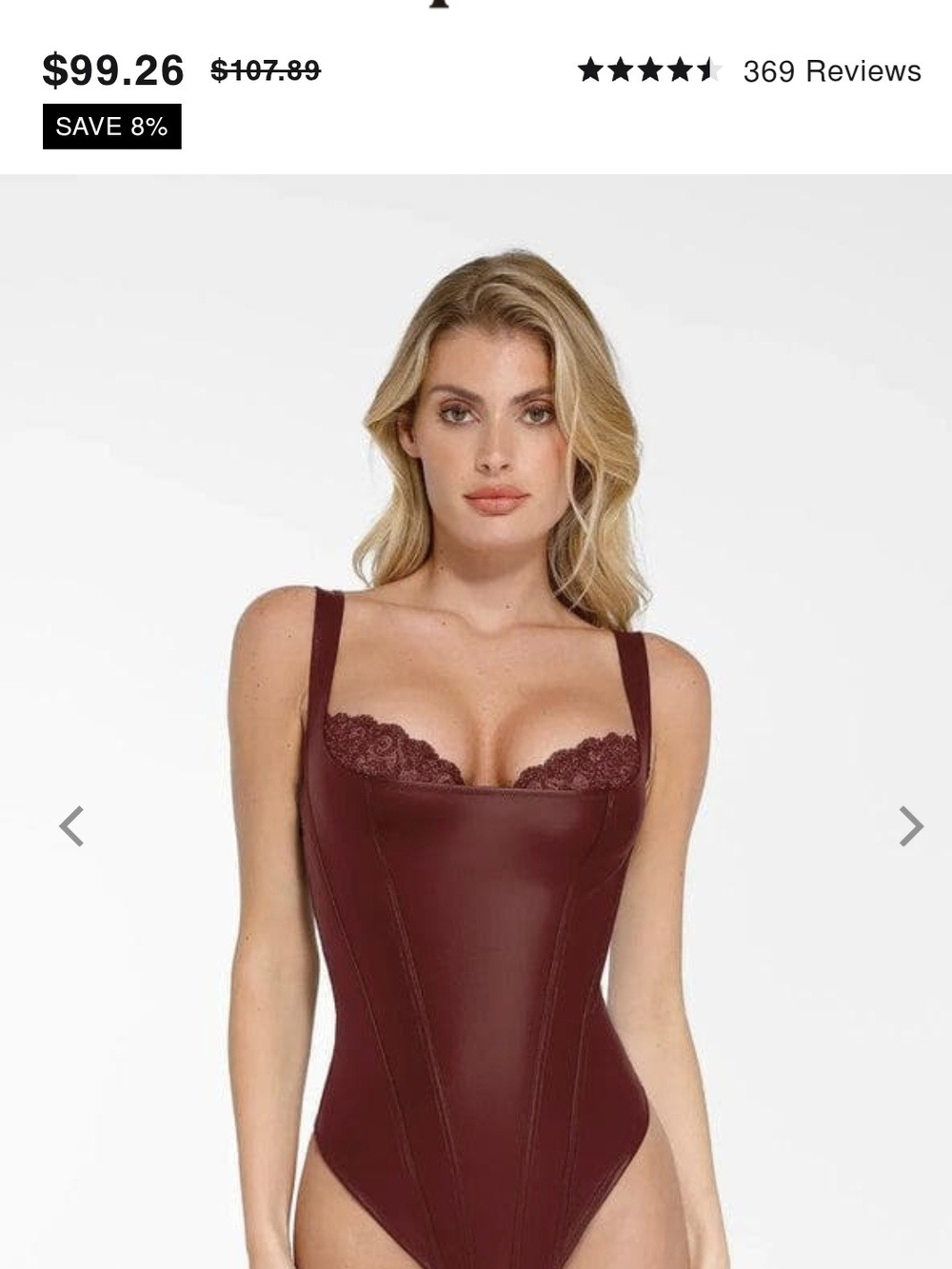 Burgundy Lace-Trim Sculpting Bodysuit [Popilush]